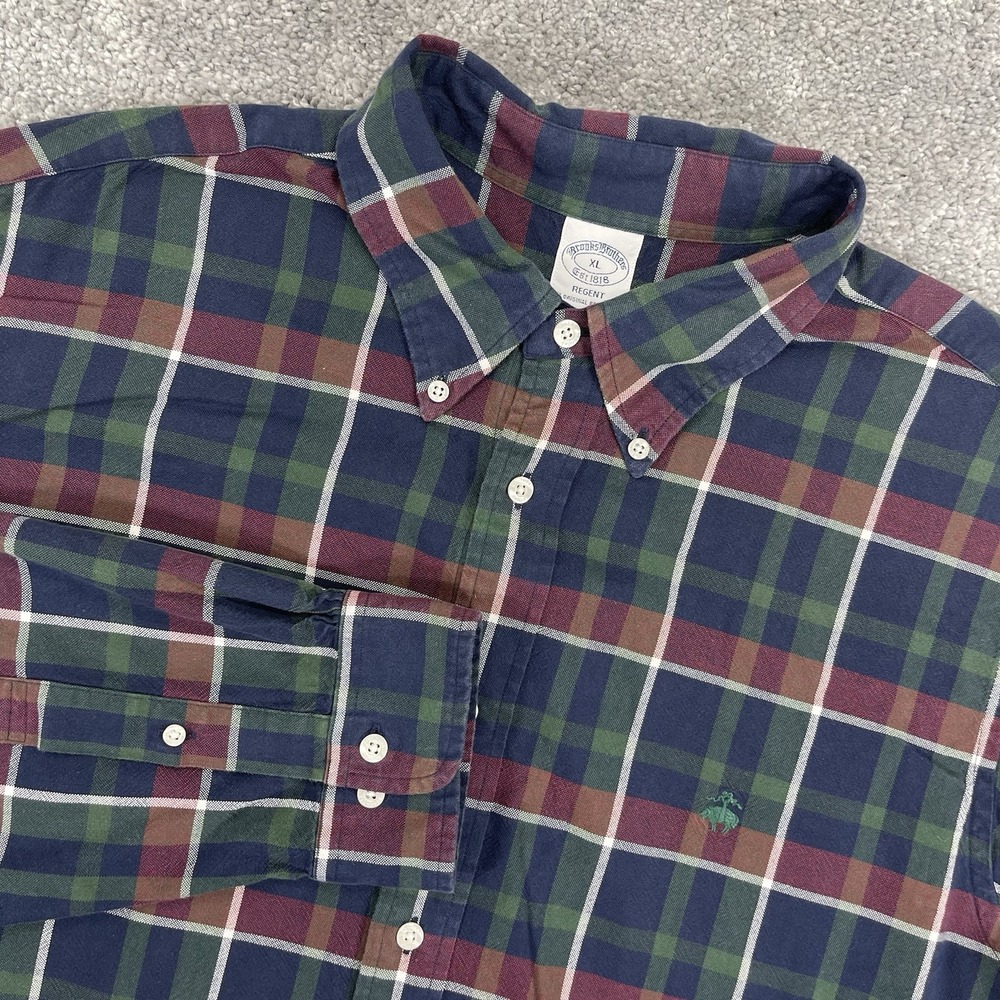 Brooks Brothers Shirt Mens Extra Large Plaid Button Up Long Sleeve Collared